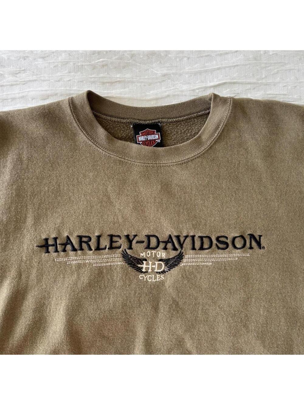 Harley Davidson Men's Khaki and Black Sweatshirt